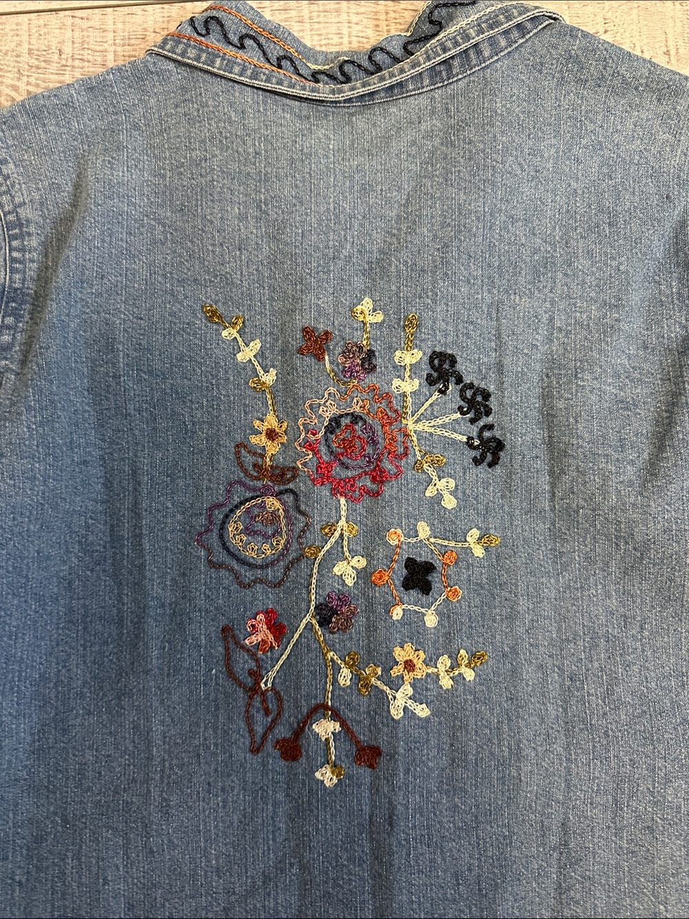 Denim&Co Light Blue Embroidered Denim Shirt - Picture 9 of 9